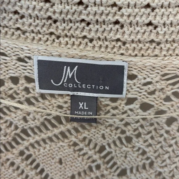 JM Collection Textured Beige knit  Cardigan - Picture 2 of 7